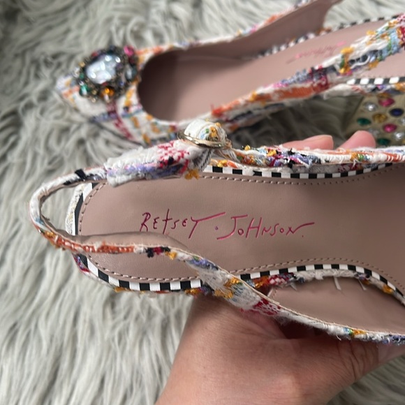 Betsey Johnson Colorful Tweed Heels with Jewel Details - Picture 6 of 7